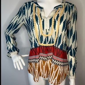 ANTHROPOLOGIE MAEVE Ikat Aztec Print Blouse